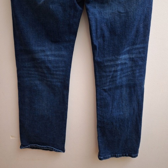 TK Axel Slim Boot Cut Jeans Mens Dark Blue Wash Tag 36x32 Measured 36 X 30 - Picture 6 of 8